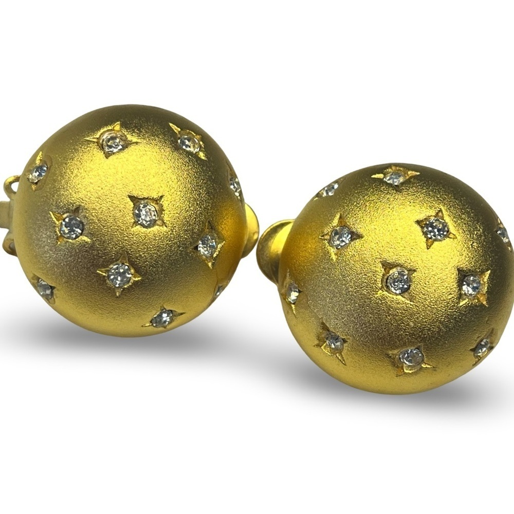 Gold Clip On Earrings with Diamond Accents
